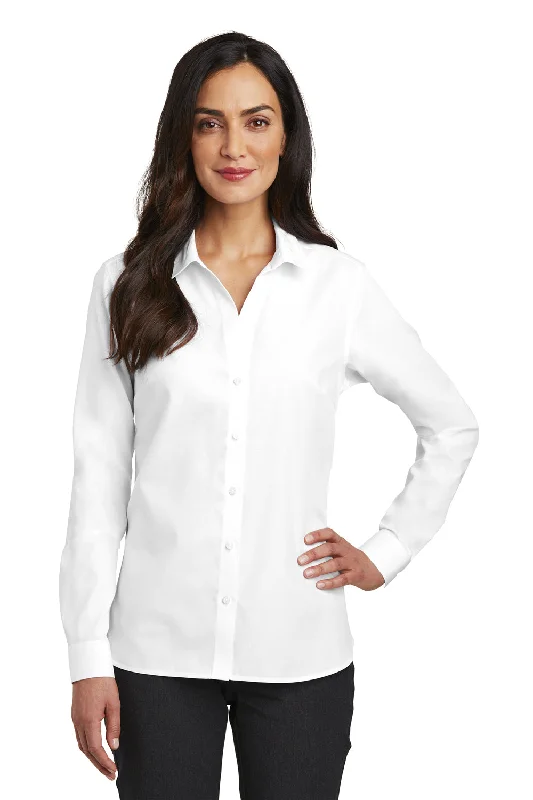 Red House Womens Nailhead Wrinkle Resistant Long Sleeve Button Down Shirt - White - Closeout