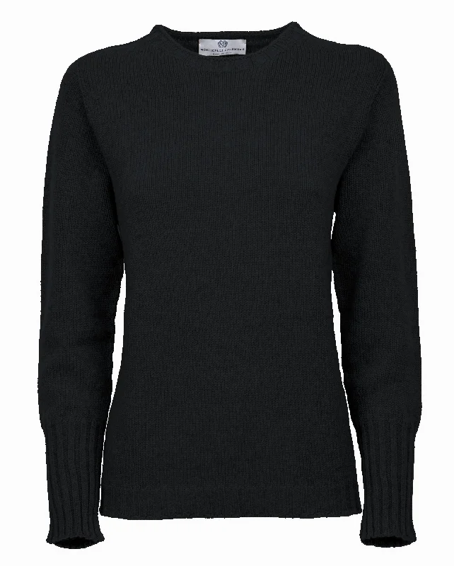 NEW FALL 24 - Women's Pure Cashmere Crew Neck Sweater Black by Monticelli Cashmere