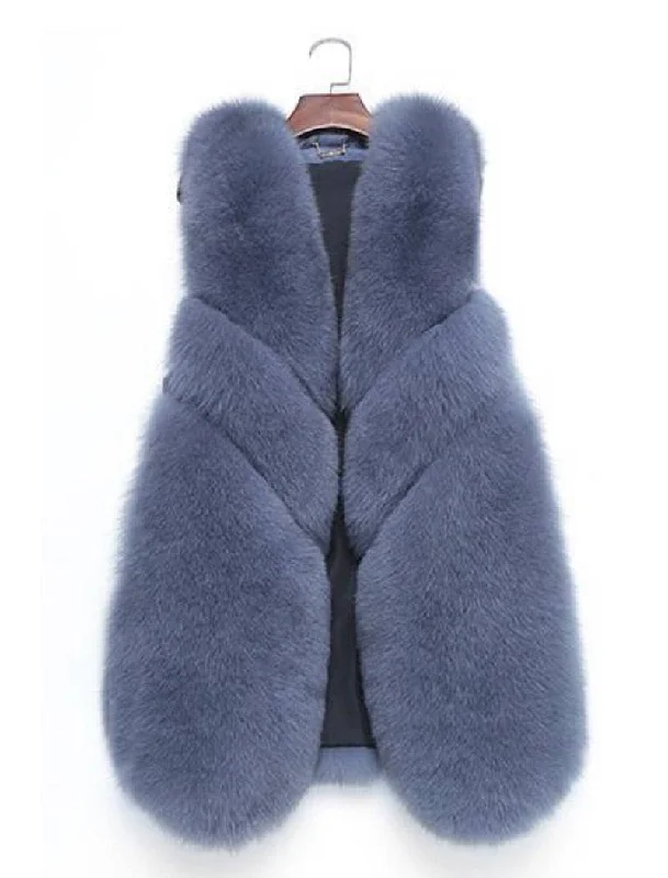 Three Asymmetrical Panel Genuine Fox Fur Gilet