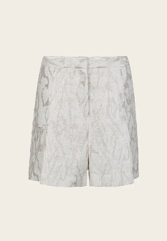 White Jacquard Tweed Thigh-length Shorts