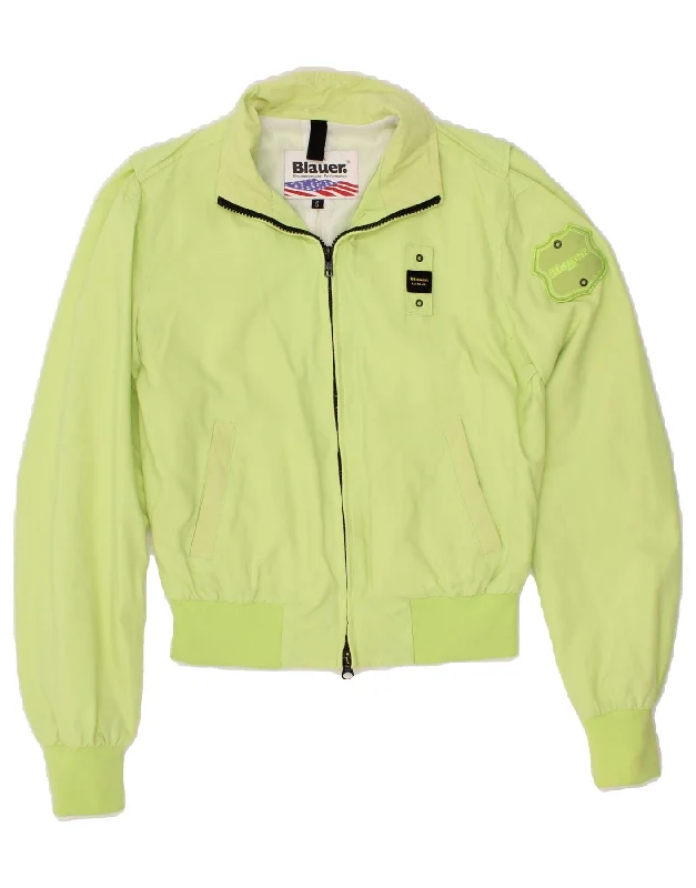 BLAUER Womens Crop Bomber Jacket UK 10 Small Green Polyamide