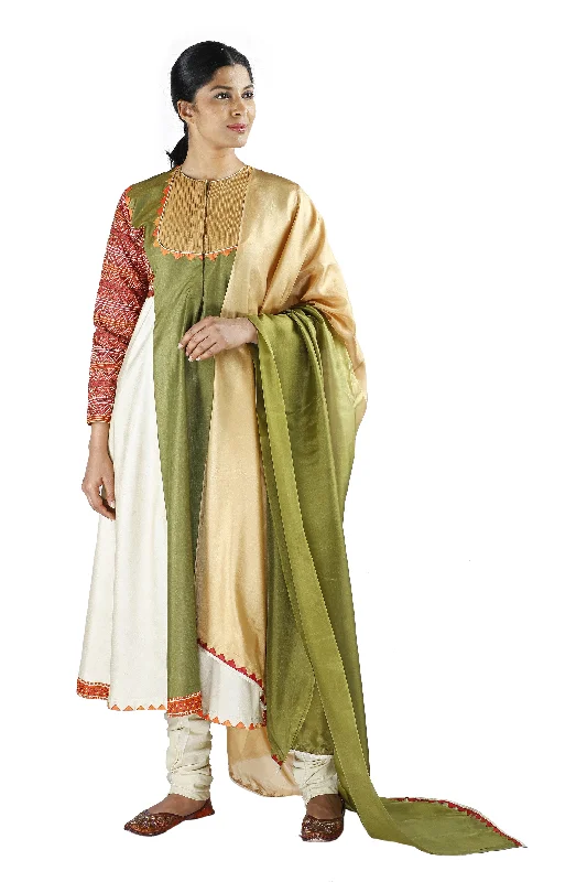 White and Green Silk Salwar