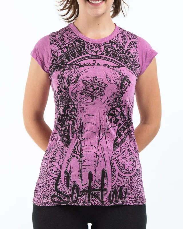 Womens Wild Elephant T-Shirt in Pink