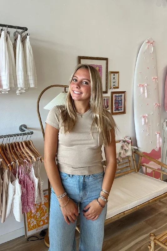 Stevie Crop Top in Tan