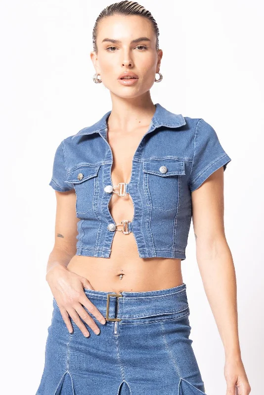 Messina Denim Cropped Top