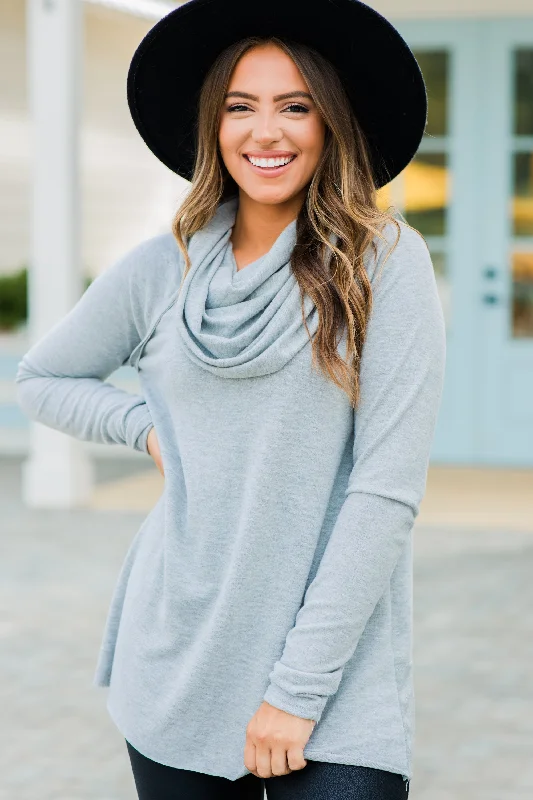 The One You Want Heather Gray Cowl Neck Sweater