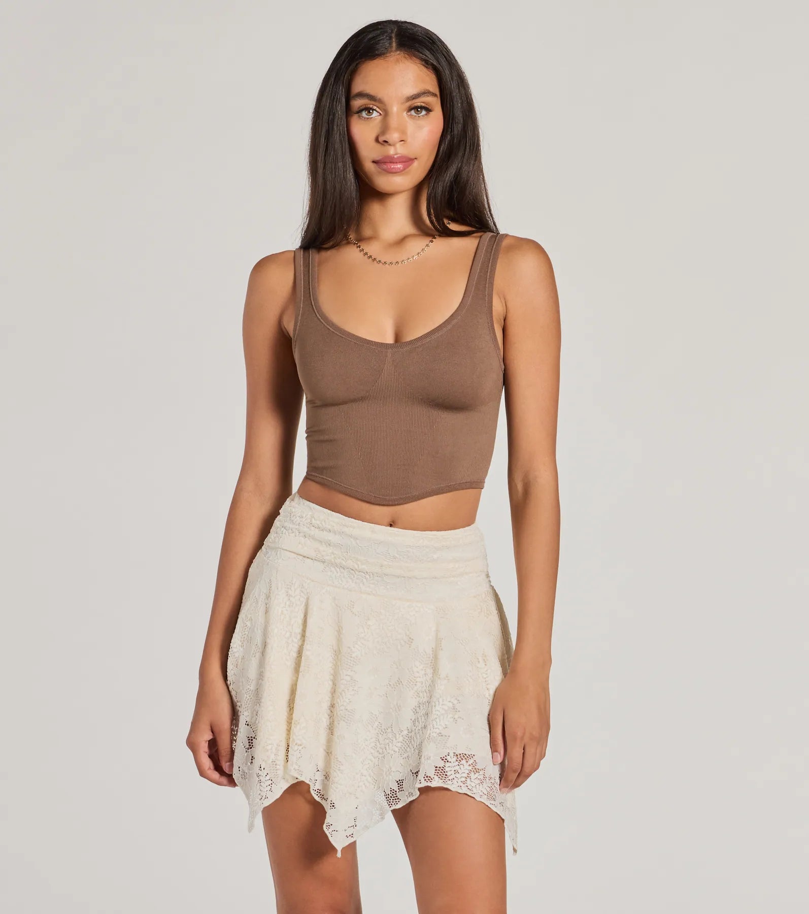 Adorable Basic Scoop Neck Seamless Crop Top