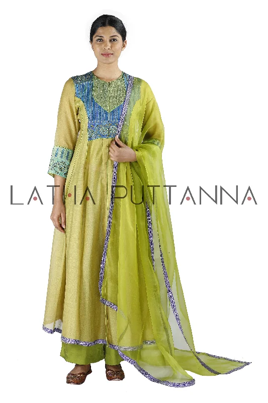 Beige and green salwar