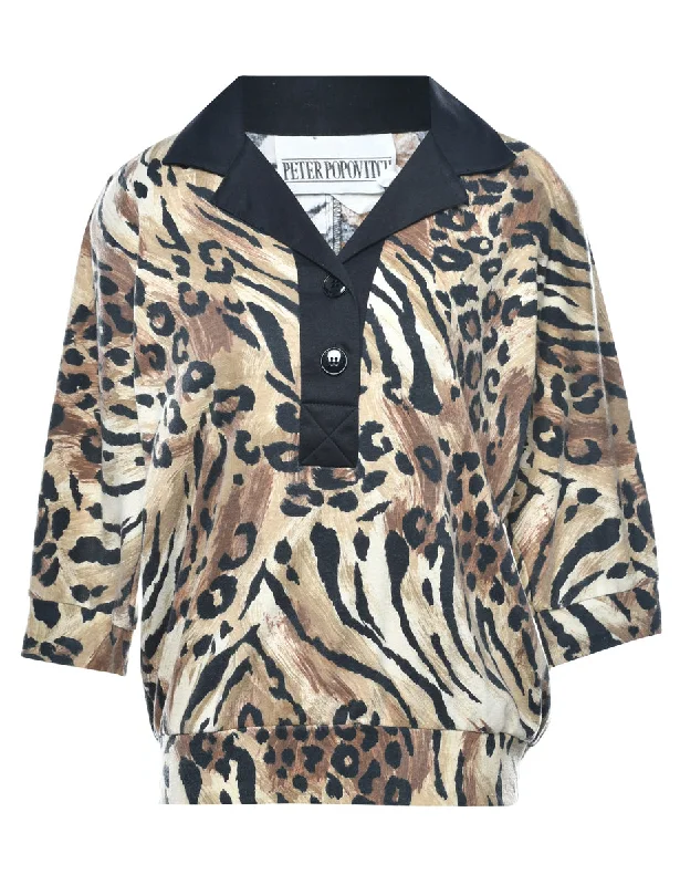 Leopard Printed Sweatshirt - L