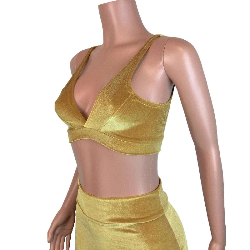 Mustard Gold Velvet Bralette