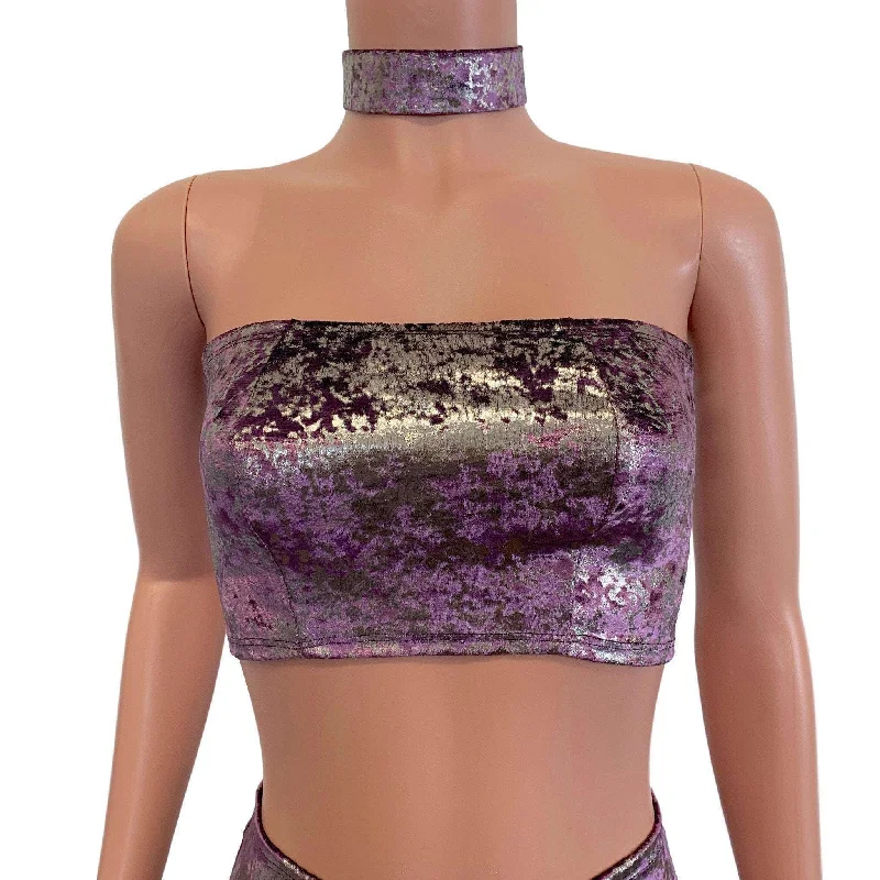 Tube Top Bandeau - Plum/Gunmetal Gilded Velvet