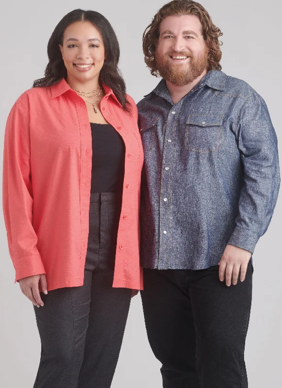 Simplicity Sewing Pattern 9859 Plus Size Unisex Shirts