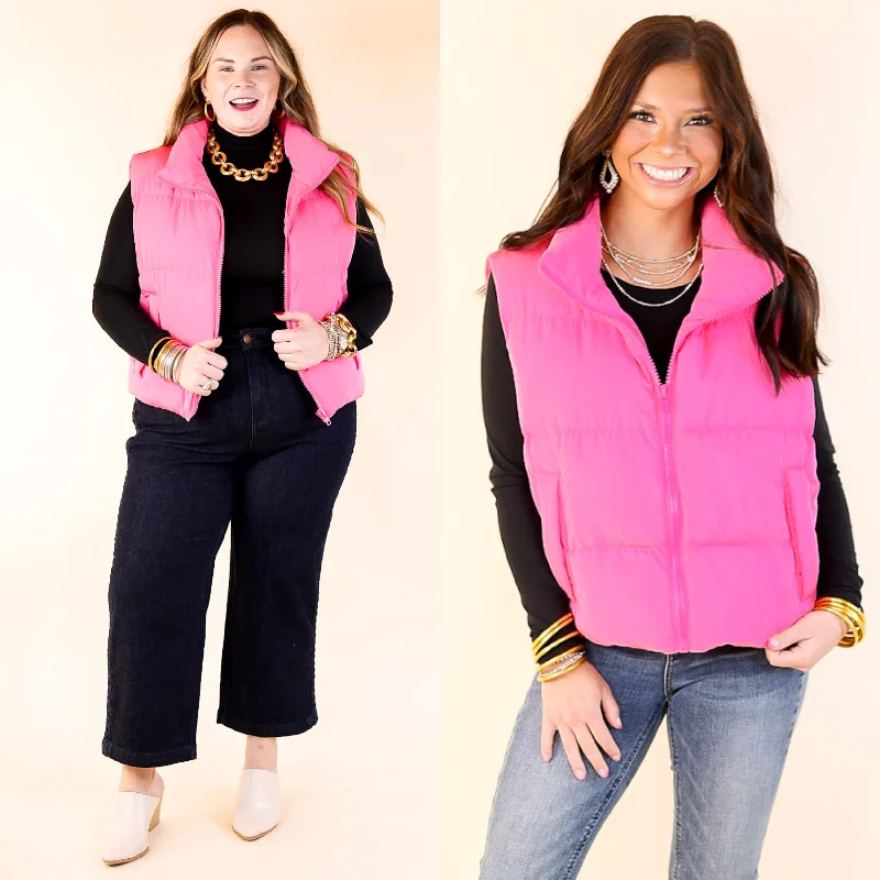 Whispering Pines Puffer Vest in Pink