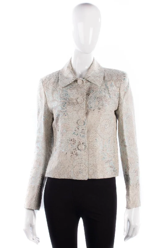 River Island Embroidered Jacket Cream UK Size 12