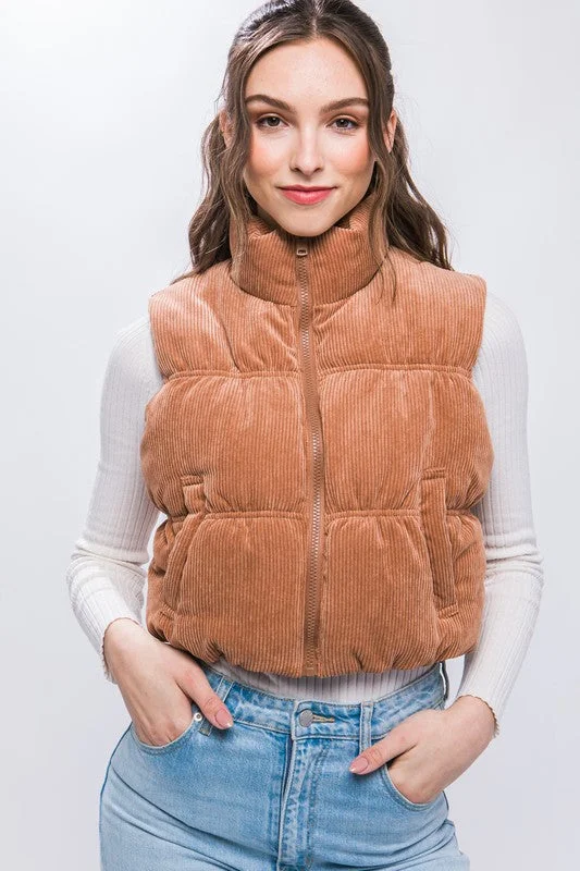 Corduroy Zip Puffer Vest