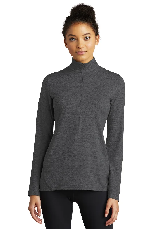 Sport-Tek Womens Exchange 1.5 Long Sleeve 1/4 Zip T-Shirt - Heather Graphite Grey