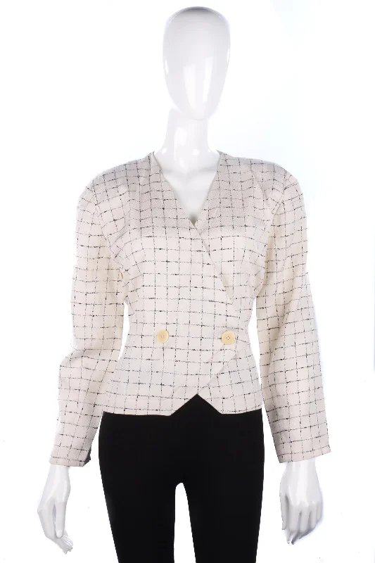 Giorgio Armani silk cream jacket with black check design size M/L