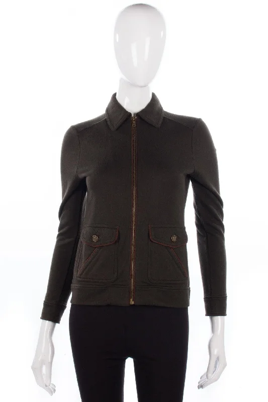 Ralph Lauren Petite Cotton Zip Up Jacket Brown Size 8/10