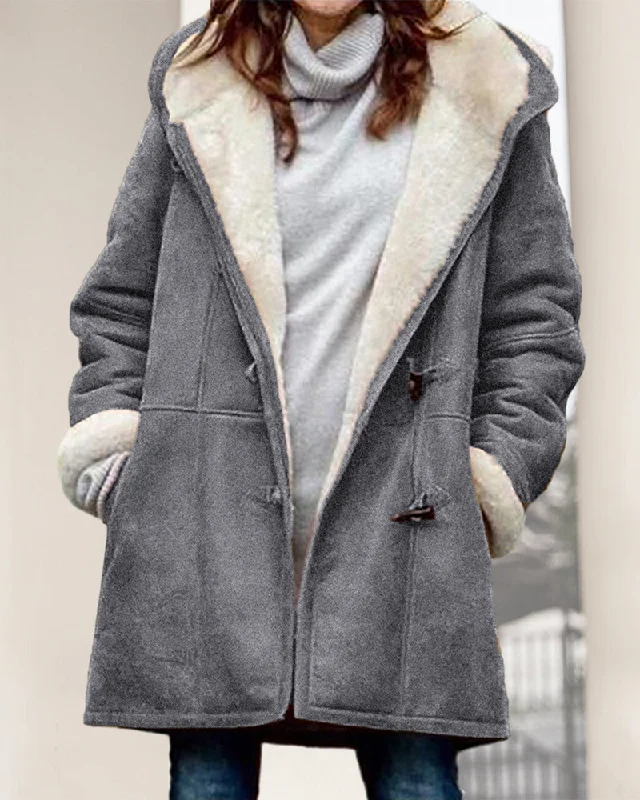 Solid Hooded casual coat