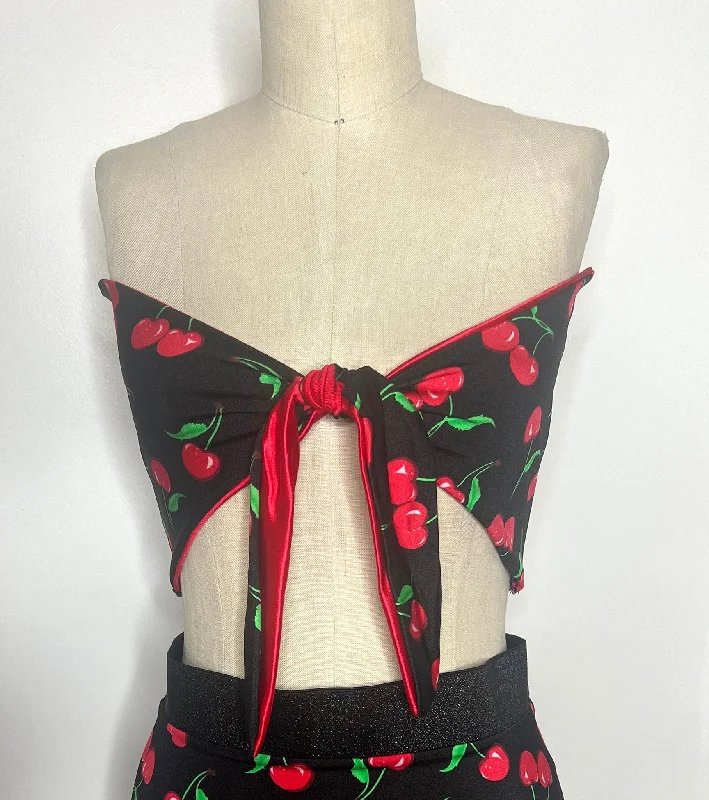 Cherry Tie Front Top