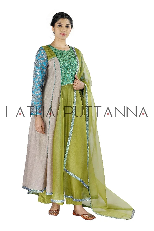 Green and grey  salwar