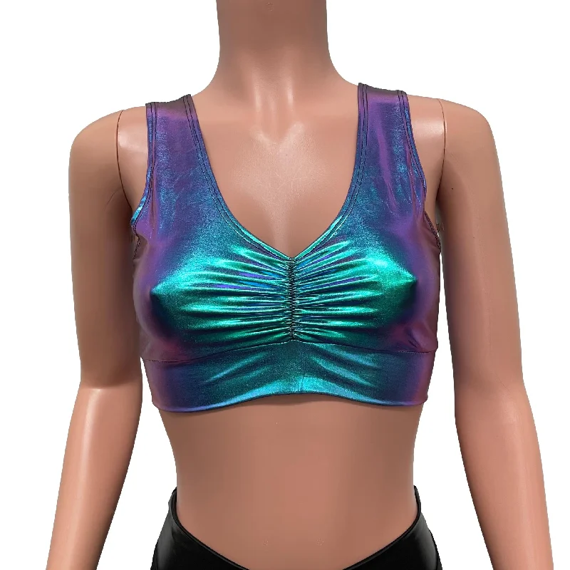 Oil Slick Holographic Scrunch Top Bralette Pride Clothing