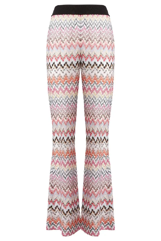 Knit Flare Trouser - Pink White