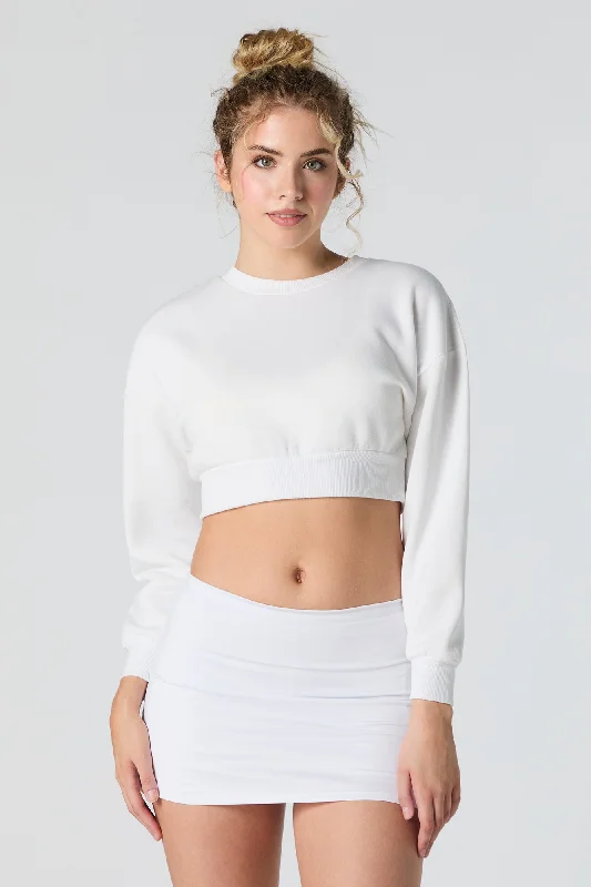 Solid Fleece Cropped Sweatshirt