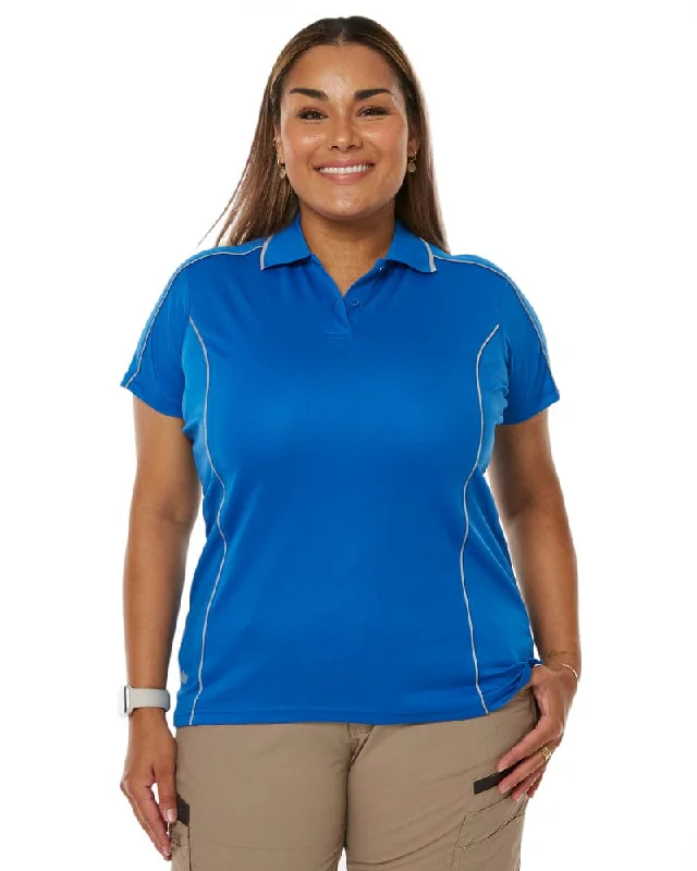 Womens Cool Mesh Polo Shirt With Reflective Piping - Royal