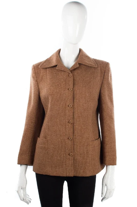 Gorgeous Vintage Pure New Wool Jacket Biscuit Colour Est Size 12/14