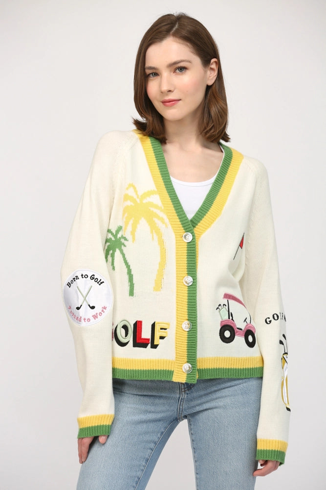 Par Tee Cardigan- Cream Multi