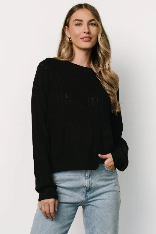 Alix Knit Sweater Top | Black