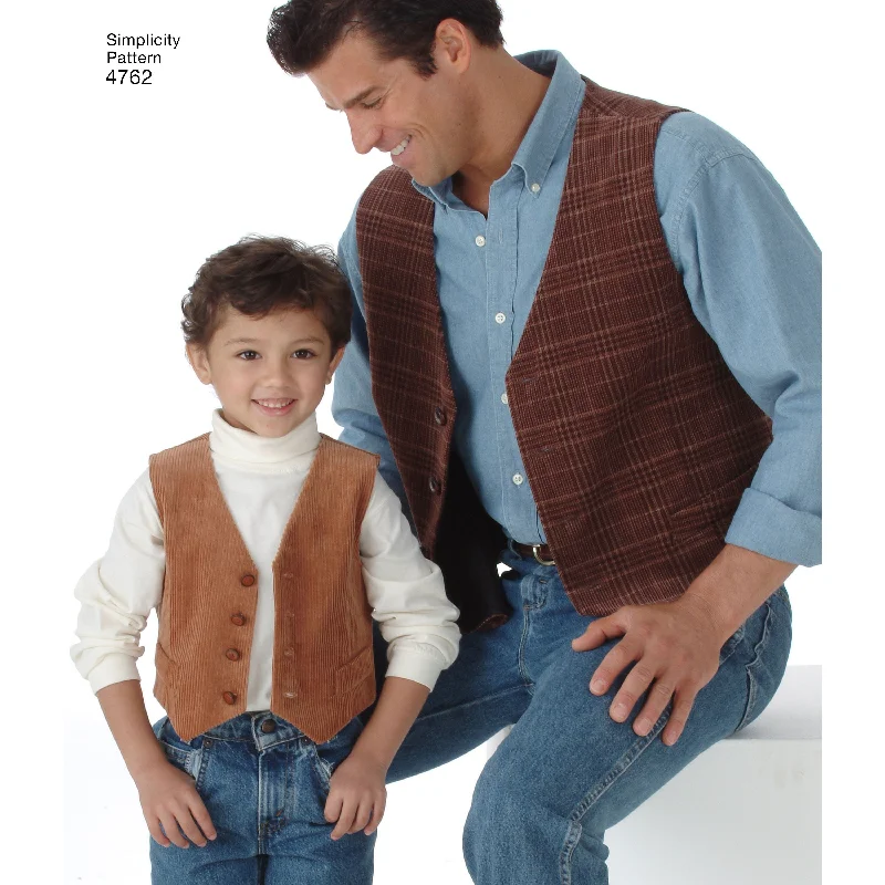 Simplicity Pattern 4762 Boys' and Men's Waistcoats and Ties.