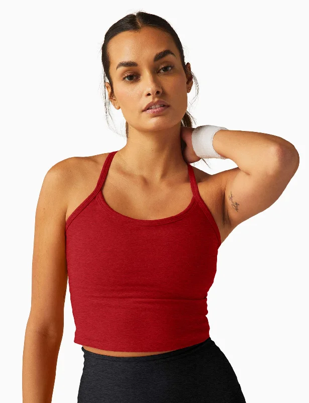 Spacedye Slim Racerback Cropped Tank - Ruby Red Heather