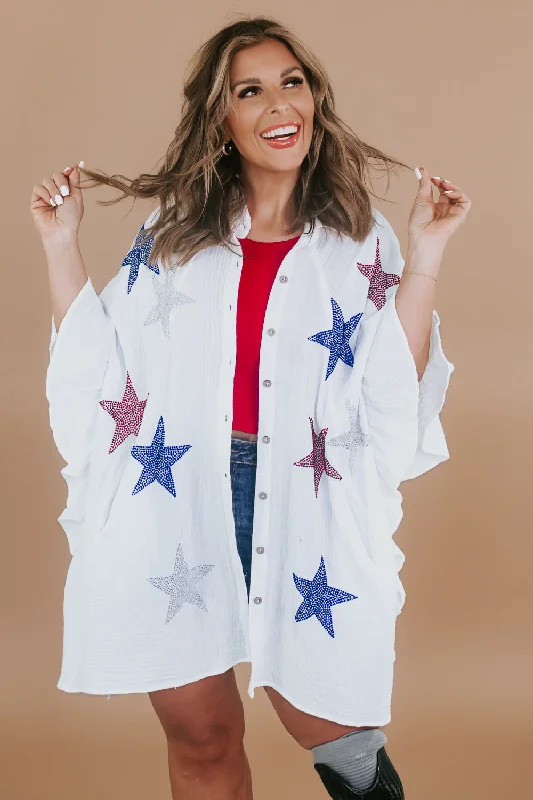 Oversized Rhinestone 4th of July Top