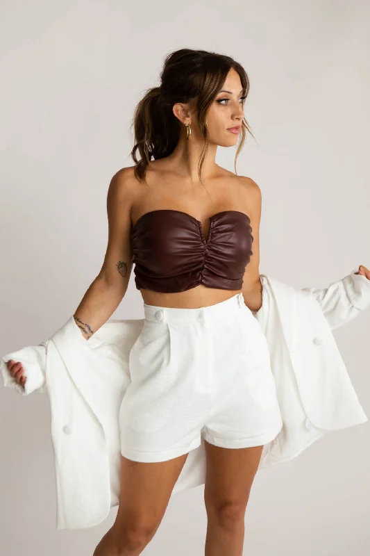 Brambleberry Brown Leather Crop Top