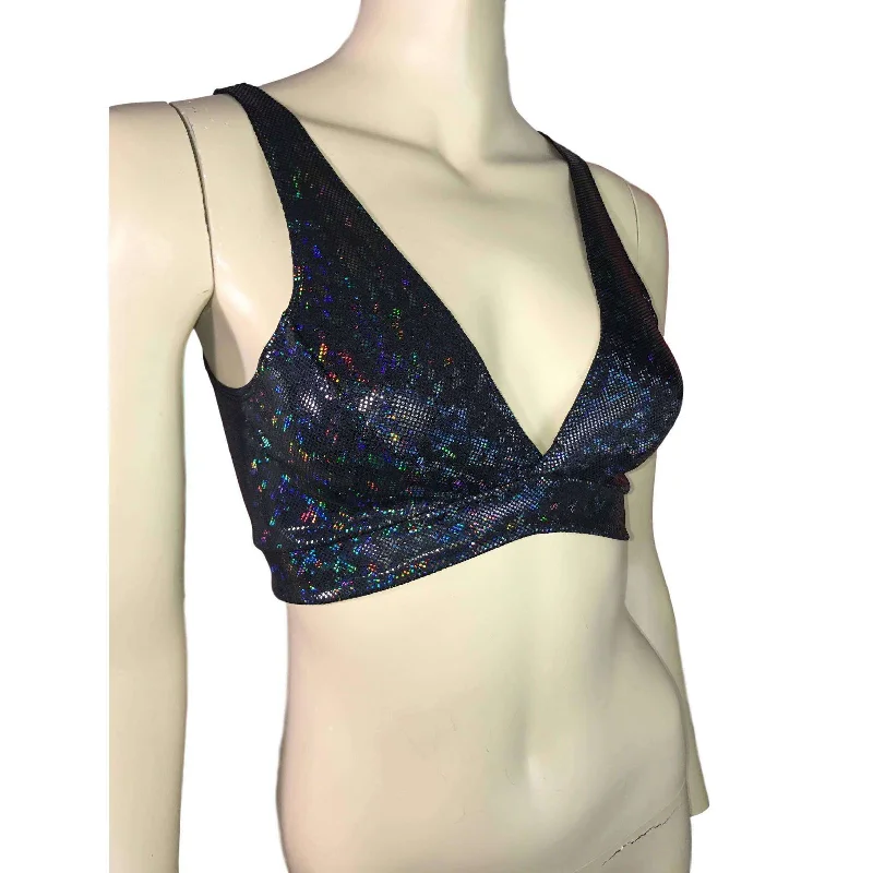 Black Shattered Glass Holographic Bralette