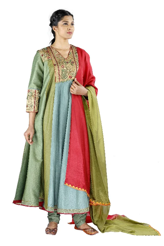 Green and Blue Silk Salwar