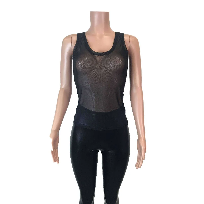 Full Length Tank Top - Black Mesh