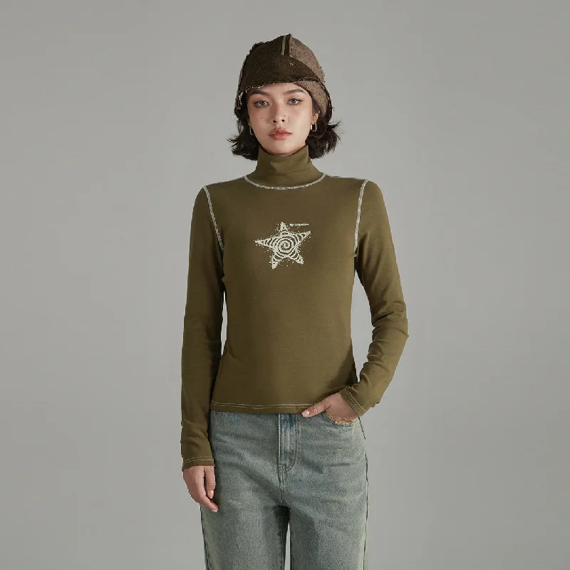 Star High Neck Stitch Top