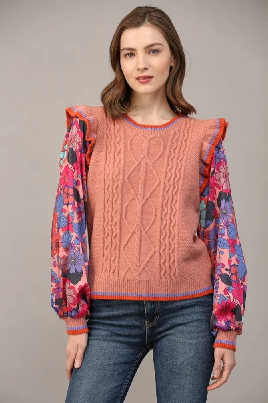 Elise Ruffle Sleeve Sweater