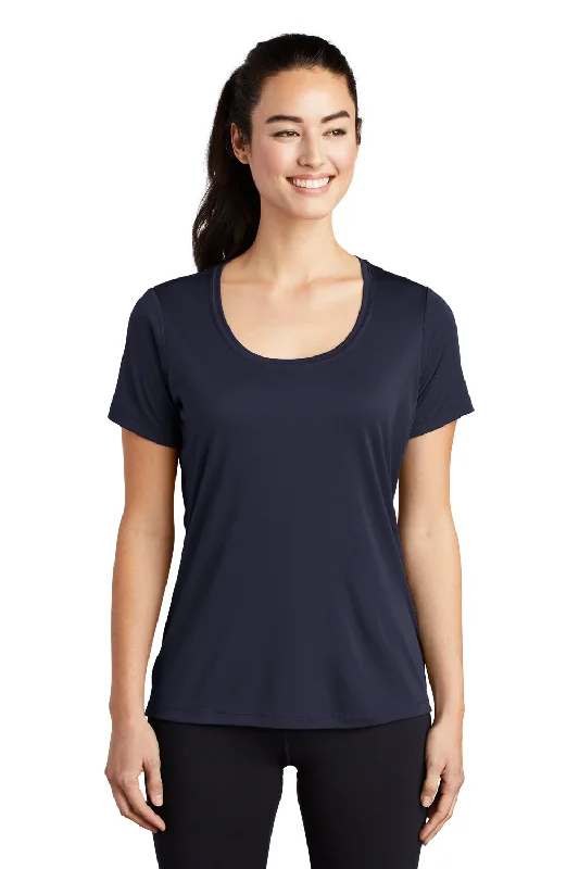 Sport-Tek Womens Moisture Wicking Short Sleeve Scoop Neck T-Shirt - True Navy Blue