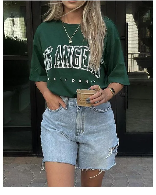 DARK GREEN LETTERED TEE