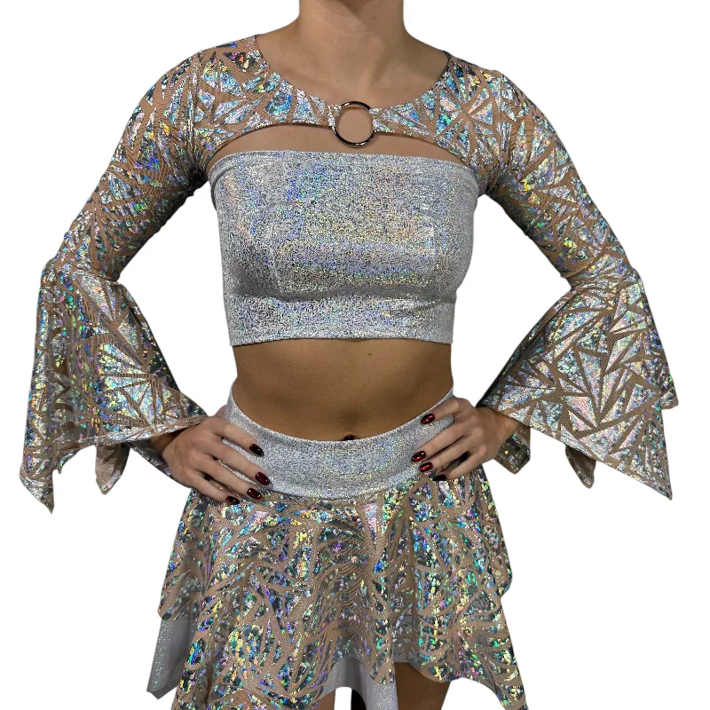 Pixie Sleeve Bolero Top w/Ring - Triangle Mesh Bell Sleeve Fairy Costume Shrug Top