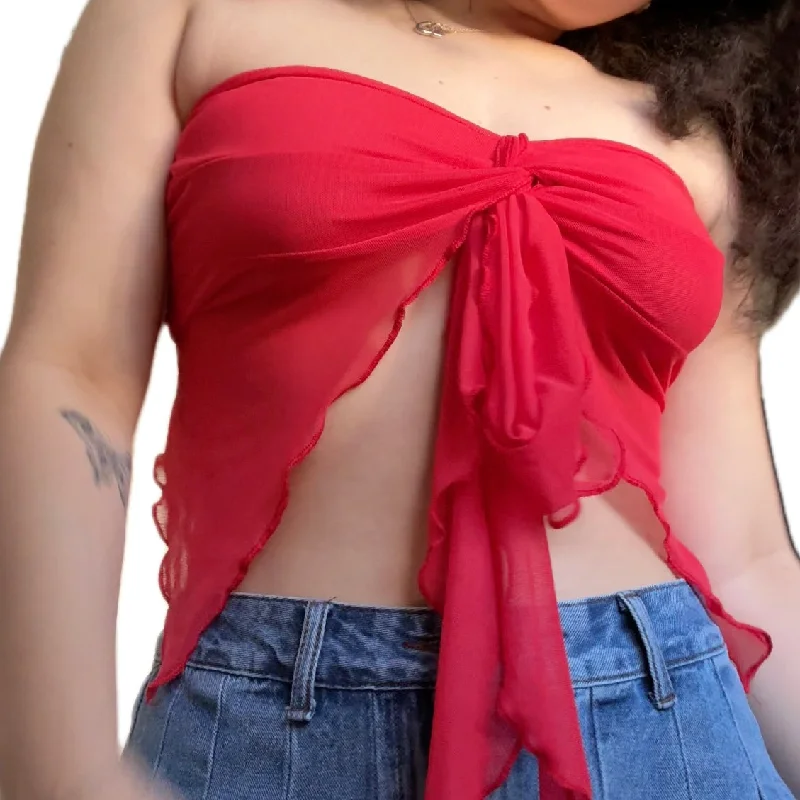 Red Flowy Tube Top