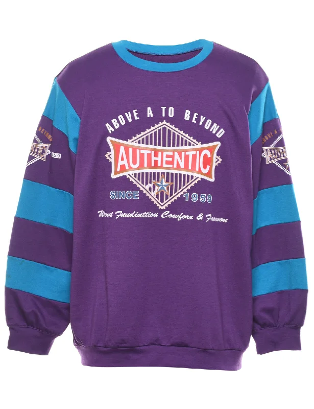 Purple Printed Sweatshirt - S