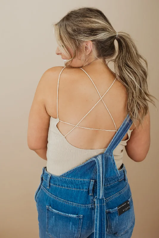 When In Doubt Open Back Bodysuit, Tan