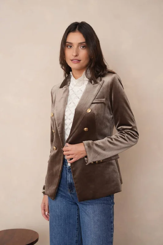 Taupe Double Breasted Blazer