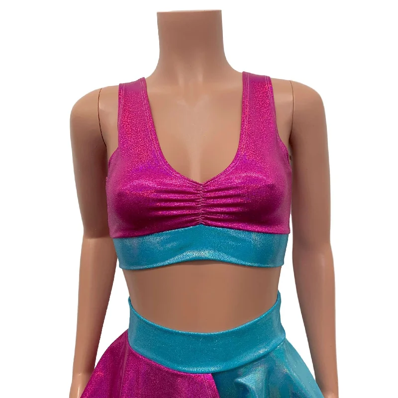 Blue & Pink Sparkle Scrunch Top Bralette